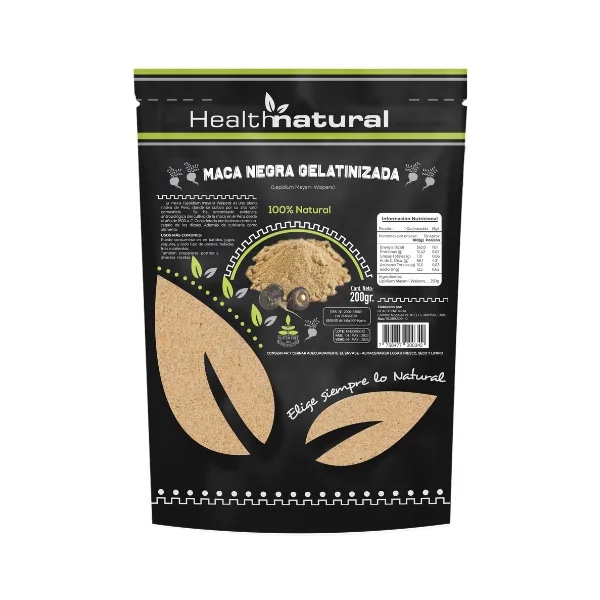 img_4491 MACA NEGRA EN POLVO GELATINIZADA 200 GR HEALTH NATURAL - Imagen 1